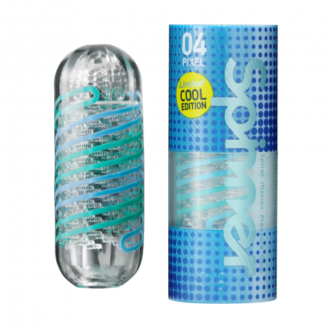 Мастурбатор нереалистичный Tenga Spinner Pixel Cool ТПЭ,голубой,13 см