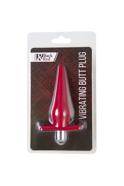 Анальная втулка BLACK & RED BY TOYFA с вибрацией, влагостойкая, TPE, красный, 12,7 см, Ø 3 см